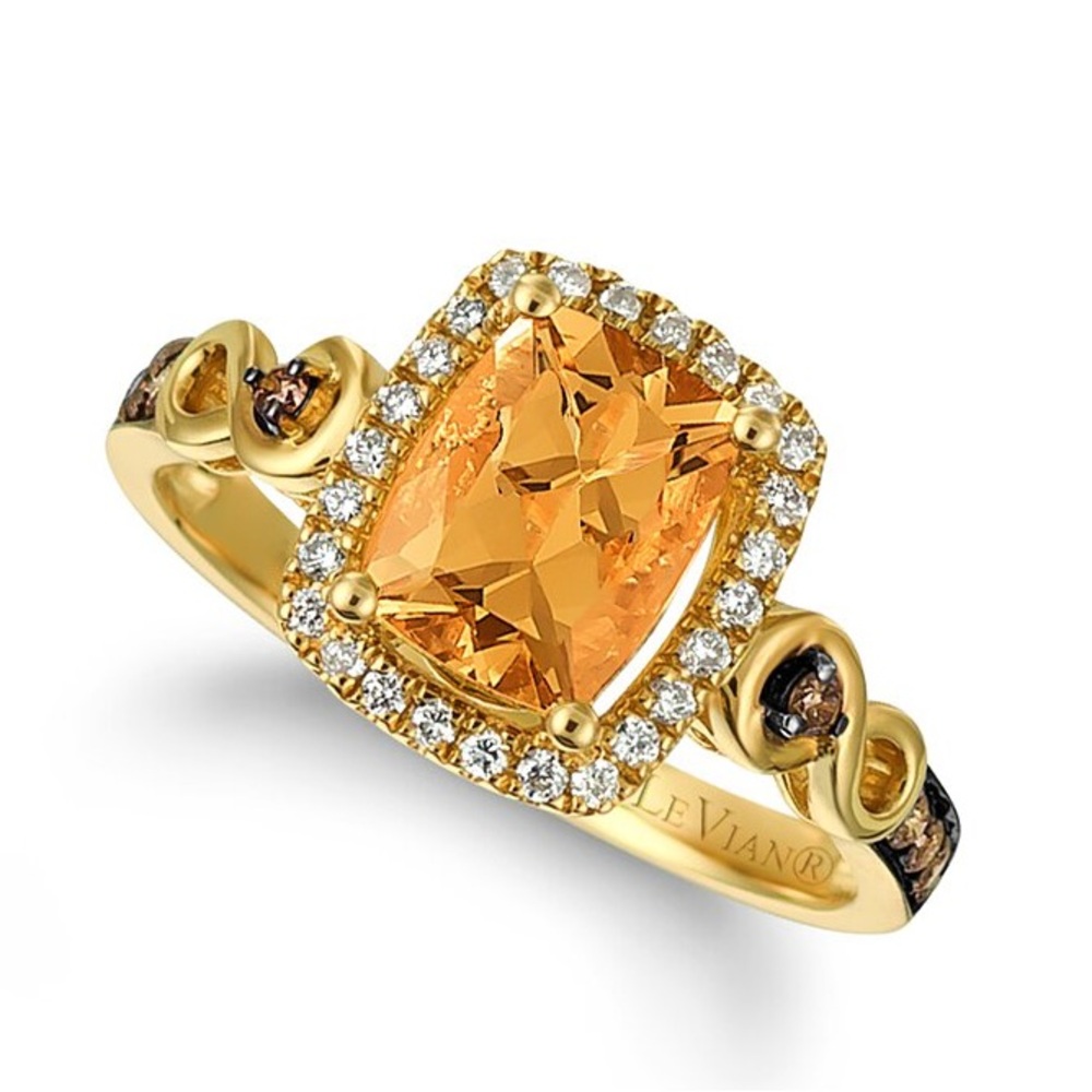 Le Vian 14K Honey Gold 1.29ctw Natural Diamond & Yellow Beryl Ring Sz7 NWT
